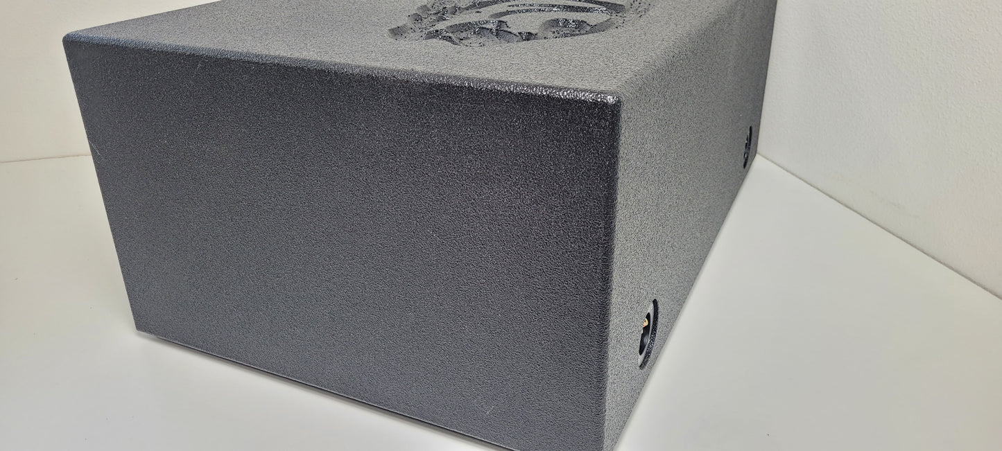 Dual 12" ported enclosure with ulua fish engraving